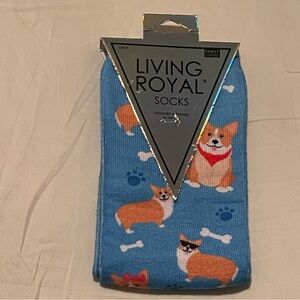 Blue Corgi Dog Bone Crew Socks scarf sunglasses unisex by Living Royal brand NWT